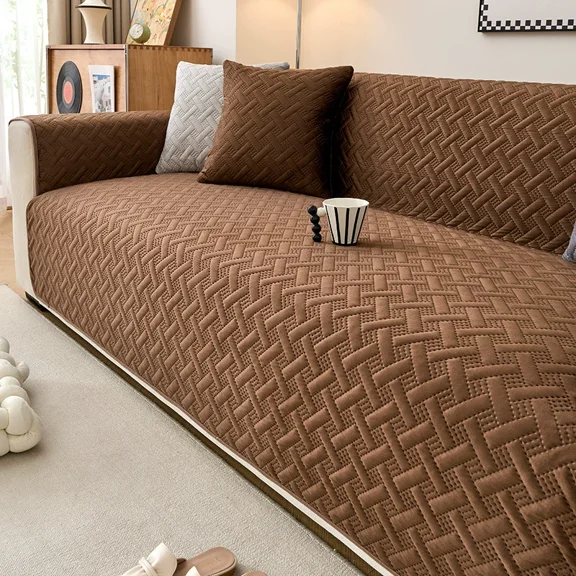 Joqmia Geometric Jacquard Quilted Sofa Slipcover, Non-Slip Furniture Protector for Pets & Kids, Farmhouse Stretchable Couch Cover