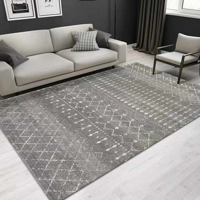 Joqmia Machine Washable Moroccan style Rug for Bedroom Under Dining Table - Non-Slip Neutral Morden Indoor Floor Rug Carpet for Home Office Decor