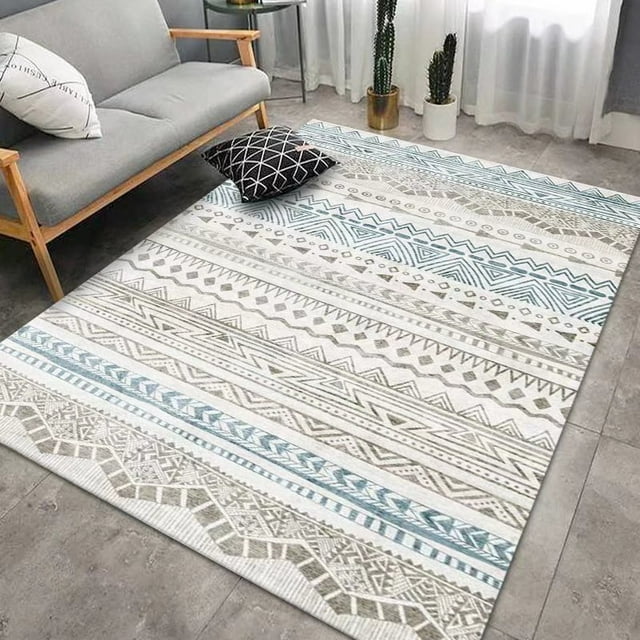Joqmia Machine Washable Moroccan style Rug for Bedroom Under Dining Table - Non-Slip Neutral Morden Indoor Floor Rug Carpet for Home Office Decor