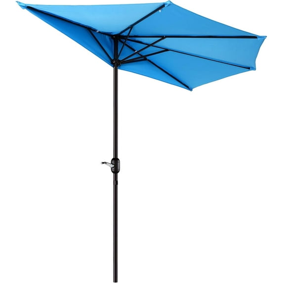 Joqmia Patio Half Umbrella Replacement Canopy Cover - 9FT Half Umbrella Outdoor Patio Canopy with Easy Hand Crank - Condo, Townhouse, or Balcony Furniture(Blue,2pc)