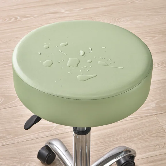 Joqmia Set of 2/4/6 Waterproof Round Bar Stool Covers - Stretchable PU Leather Seat Slipcovers with Non-Slip Bottom, Fits 12-15 Inch Barstools for Kitchen, Bar, Restaurant