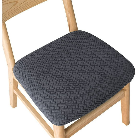 Joqmia Waterproof Chair Seat Covers, Stretch Jacquard Chair Covers for Dining Chairs, Removable Chair Seat Slipcovers Protector, Kitchen Chair Covers(Set of 2,Dark Grey)