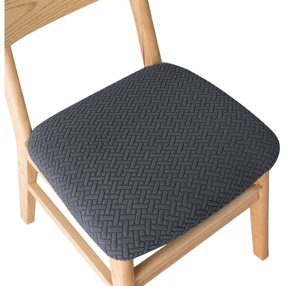 Joqmia Waterproof Chair Seat Covers, Stretch Jacquard Chair Covers for Dining Chairs, Removable Chair Seat Slipcovers Protector, Kitchen Chair Covers(Set of 4,Dark Grey)