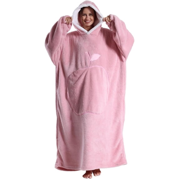 Joqmia Women's Oversized Wearable Blanket Hoodie - Fluffy Sherpa Plush Hooded Sweatshirt, Warm Cozy Lounge Wear for Home, Ideal Gift for Mom, Adults, Christmas