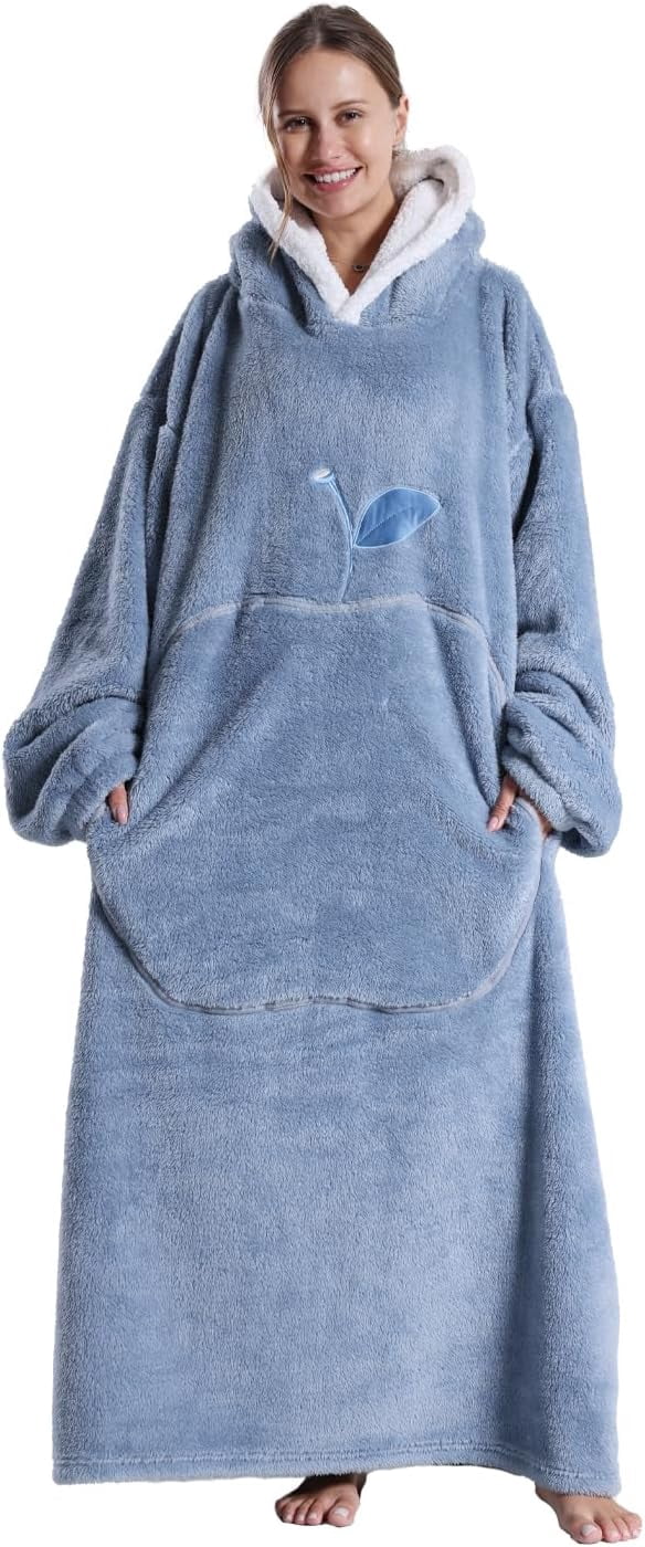 Joqmia Women's Oversized Wearable Blanket Hoodie - Fluffy Sherpa Plush Hooded Sweatshirt, Warm Cozy Lounge Wear for Home, Ideal Gift for Mom, Adults, Christmas