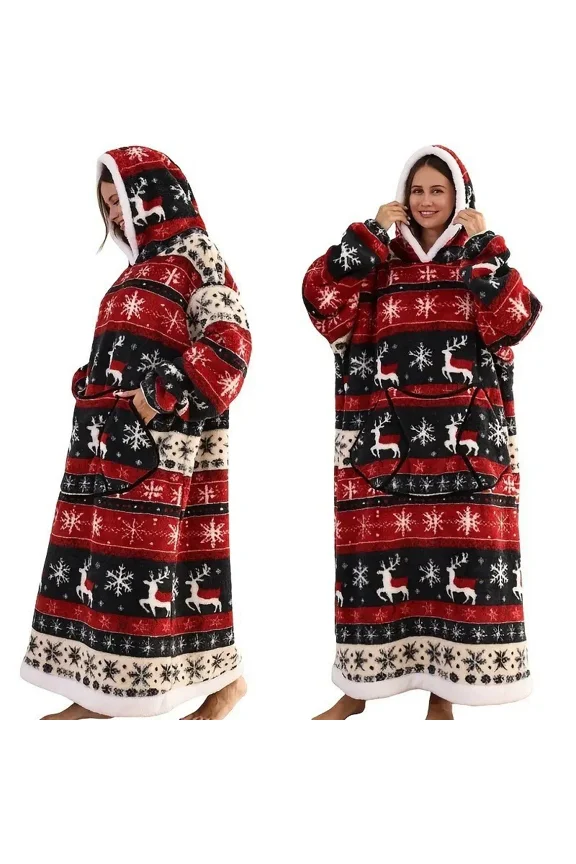 Women's Oversized Wearable Blanket Hoodie - Fluffy Sherpa Plush Hooded Sweatshirt, Warm Cozy Lounge Wear for Home, Ideal Gift for Mom, Adults, Christmas