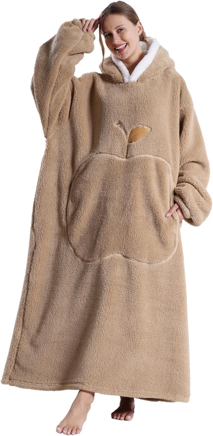 Joqmia Women's Oversized Wearable Blanket Hoodie - Fluffy Sherpa Plush Hooded Sweatshirt, Warm Cozy Lounge Wear for Home, Ideal Gift for Mom, Adults, Christmas