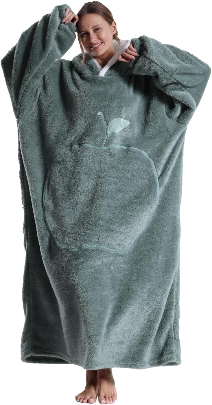 Joqmia Women's Oversized Wearable Blanket Hoodie - Fluffy Sherpa Plush Hooded Sweatshirt, Warm Cozy Lounge Wear for Home, Ideal Gift for Mom, Adults, Christmas