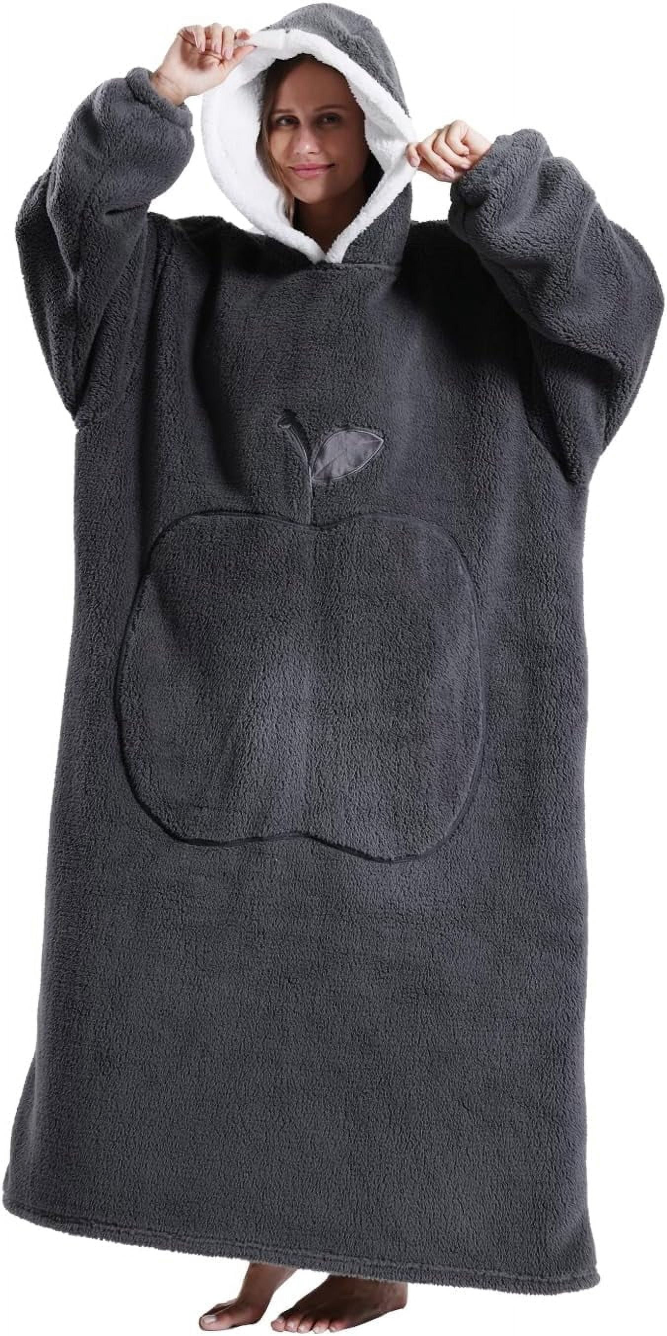 Joqmia Women's Oversized Wearable Blanket Hoodie - Fluffy Sherpa Plush Hooded Sweatshirt, Warm Cozy Lounge Wear for Home, Ideal Gift for Mom, Adults, Christmas