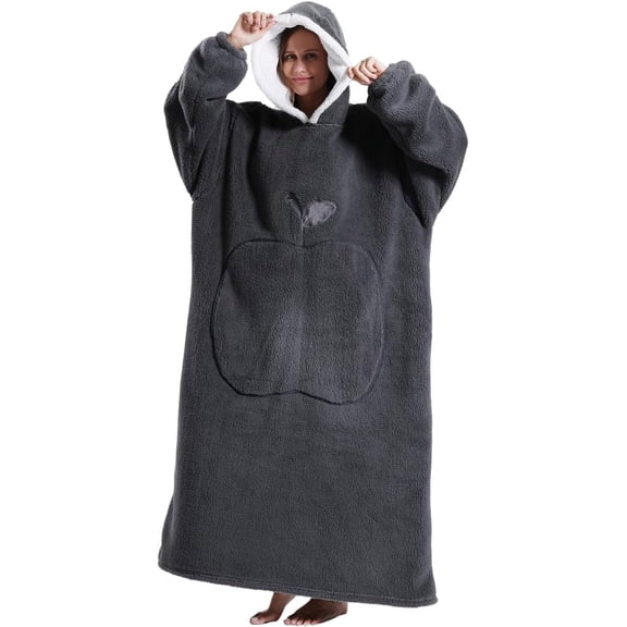 Joqmia Women's Oversized Wearable Blanket Hoodie - Fluffy Sherpa Plush Hooded Sweatshirt, Warm Cozy Lounge Wear for Home, Ideal Gift for Mom, Adults, Christmas