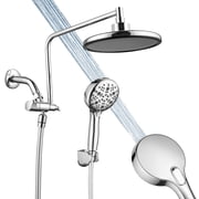 JoyRain High Pressure 8  Overhead Shower & 4.5  8-Mode Handheld Combo with 90  Extension Arm, Adjustable Height, Chrome