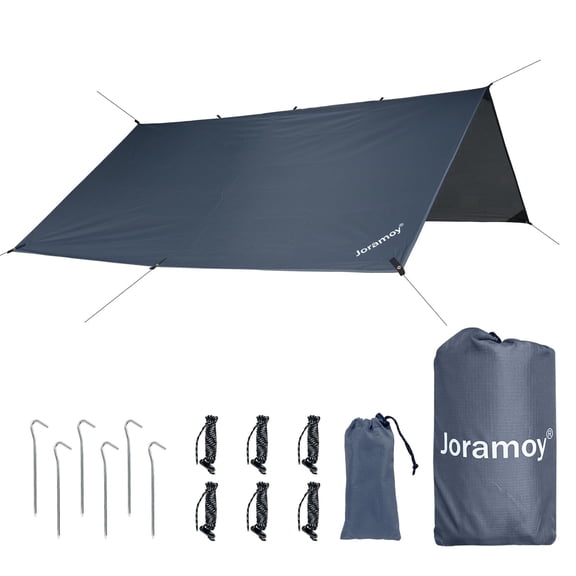 Joramoy 10ft x 10ft Waterproof Hammock Rain Fly, Portable Large Camping Tarp with UV Protection Layer for Camping Hiking Outdoor, Gray