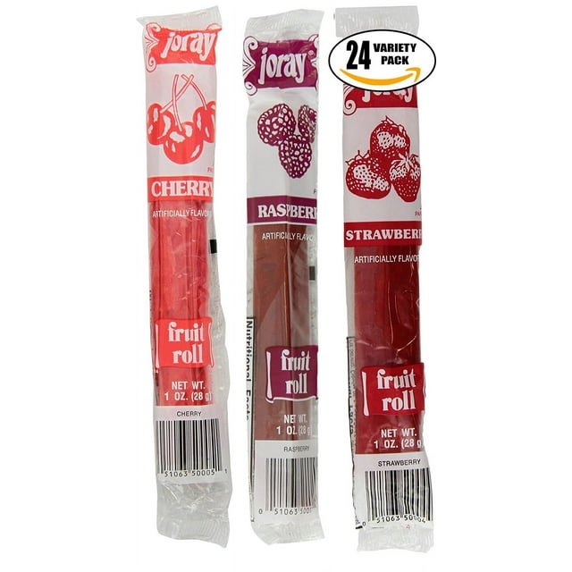 Joray Fruit Roll Variety AIF4 Pack! Cherry, Strawberry Raspberry, .75