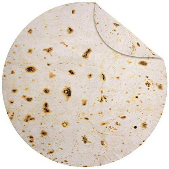 Jorbest Burritos Tortilla Blanket 2.0 Double Sided 60 inches for Adult and Kids, 285 GSM Funny Soft Flannel Taco Blanket, Novelty Giant Food Blanket for Everyone, Yellow Beige Blanket Double Sided