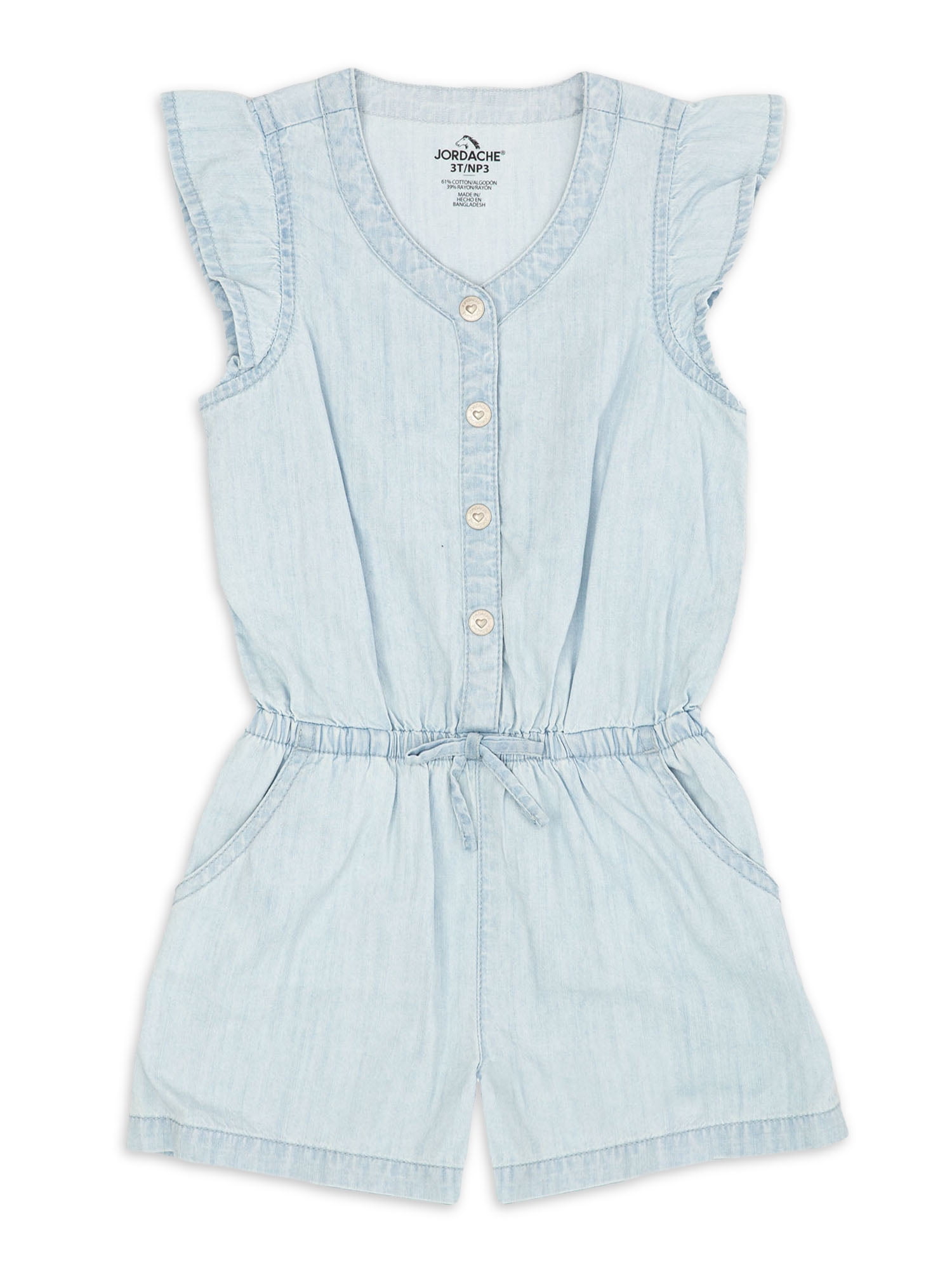 Jordache Baby and Toddler Girl Denim Romper, 12 Months-5T