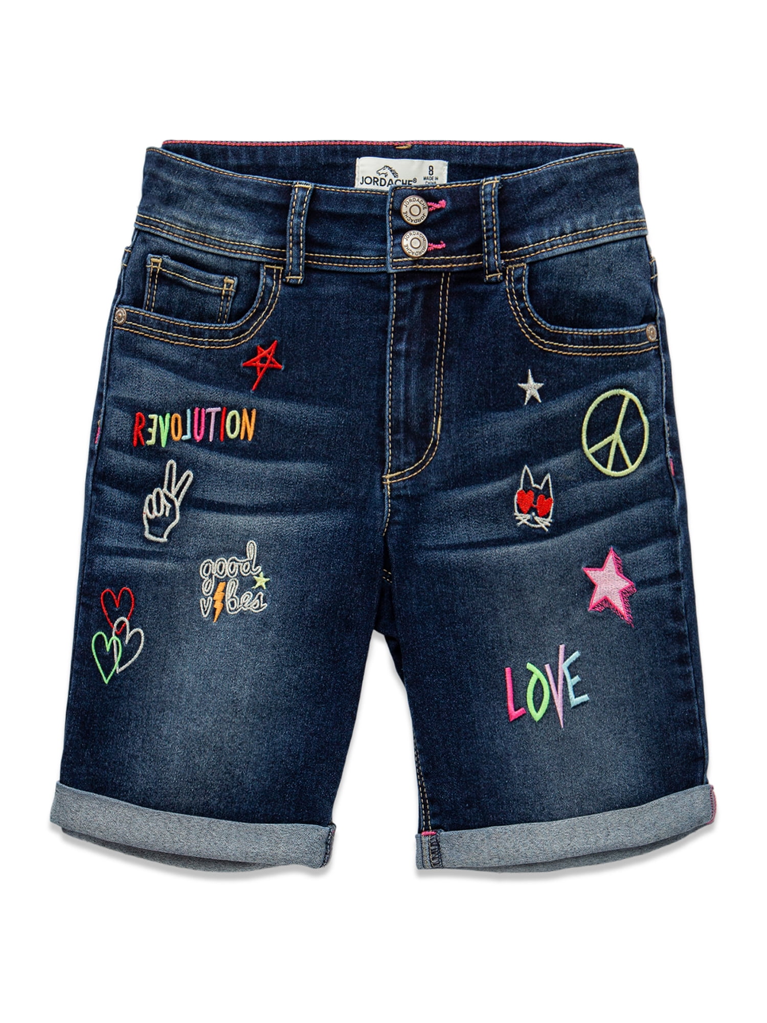 Jordache Girls 5 18 Rolled Cuff Denim Jean Bermuda Shorts Walmart
