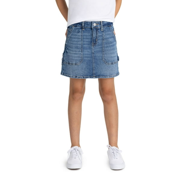【Anyone more】Carpenter stitched denim mini skirts Jordache Girls Carpenter Denim Mini Skirt, Sizes 4-18
