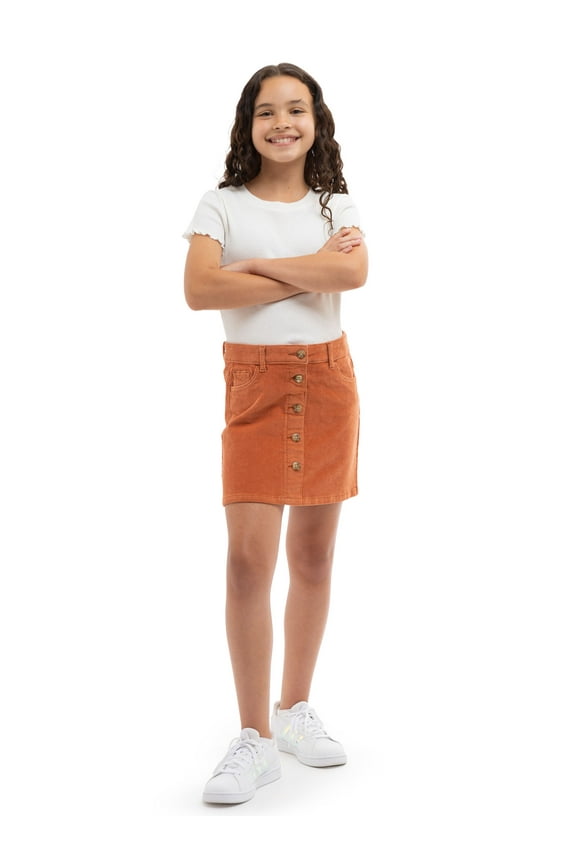Girls Corduroy Button Front Skirt, Sizes XS-XXL