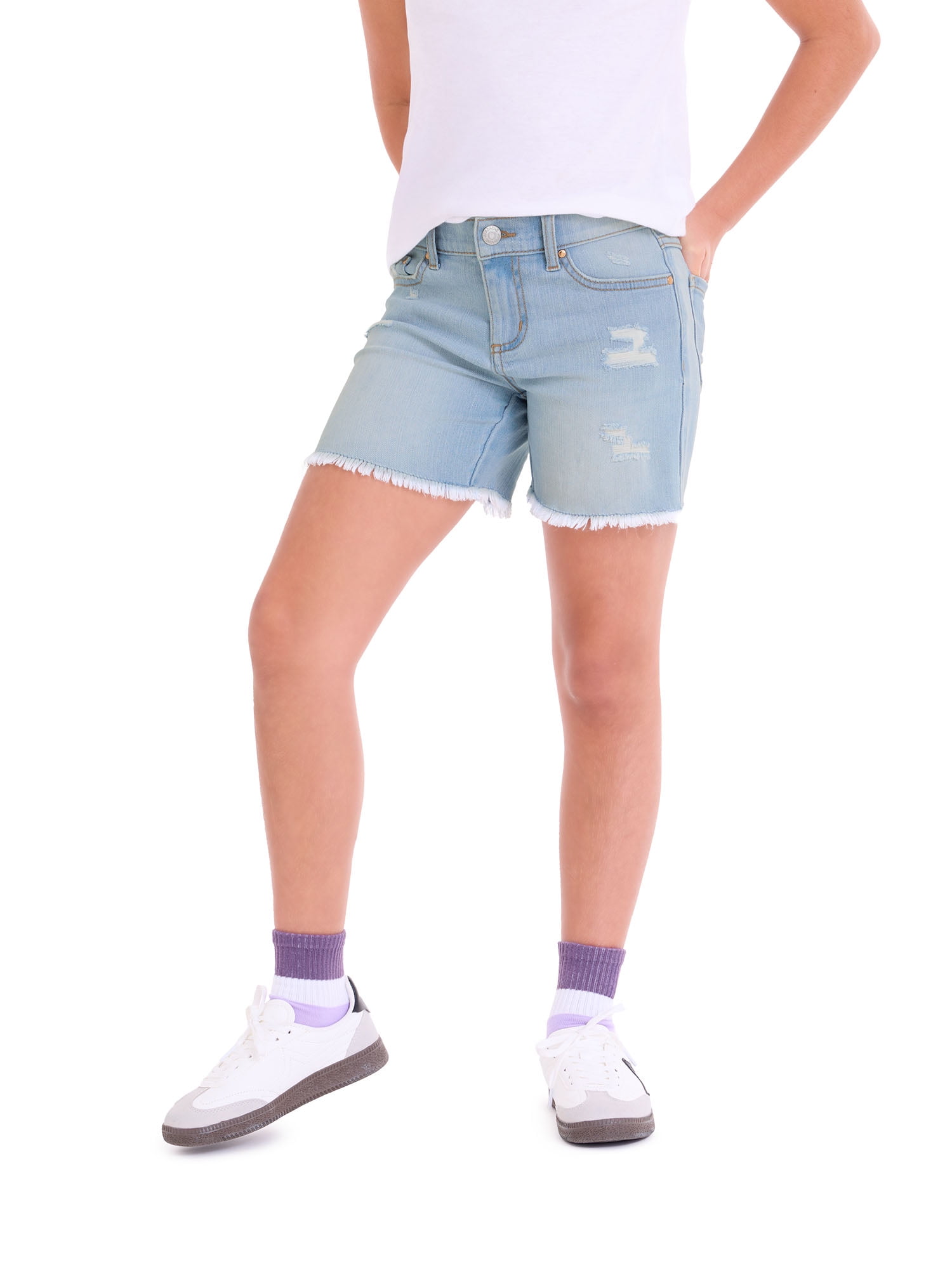 Jordache Girls Destructed 90's Midi Short, Sizes 5-18