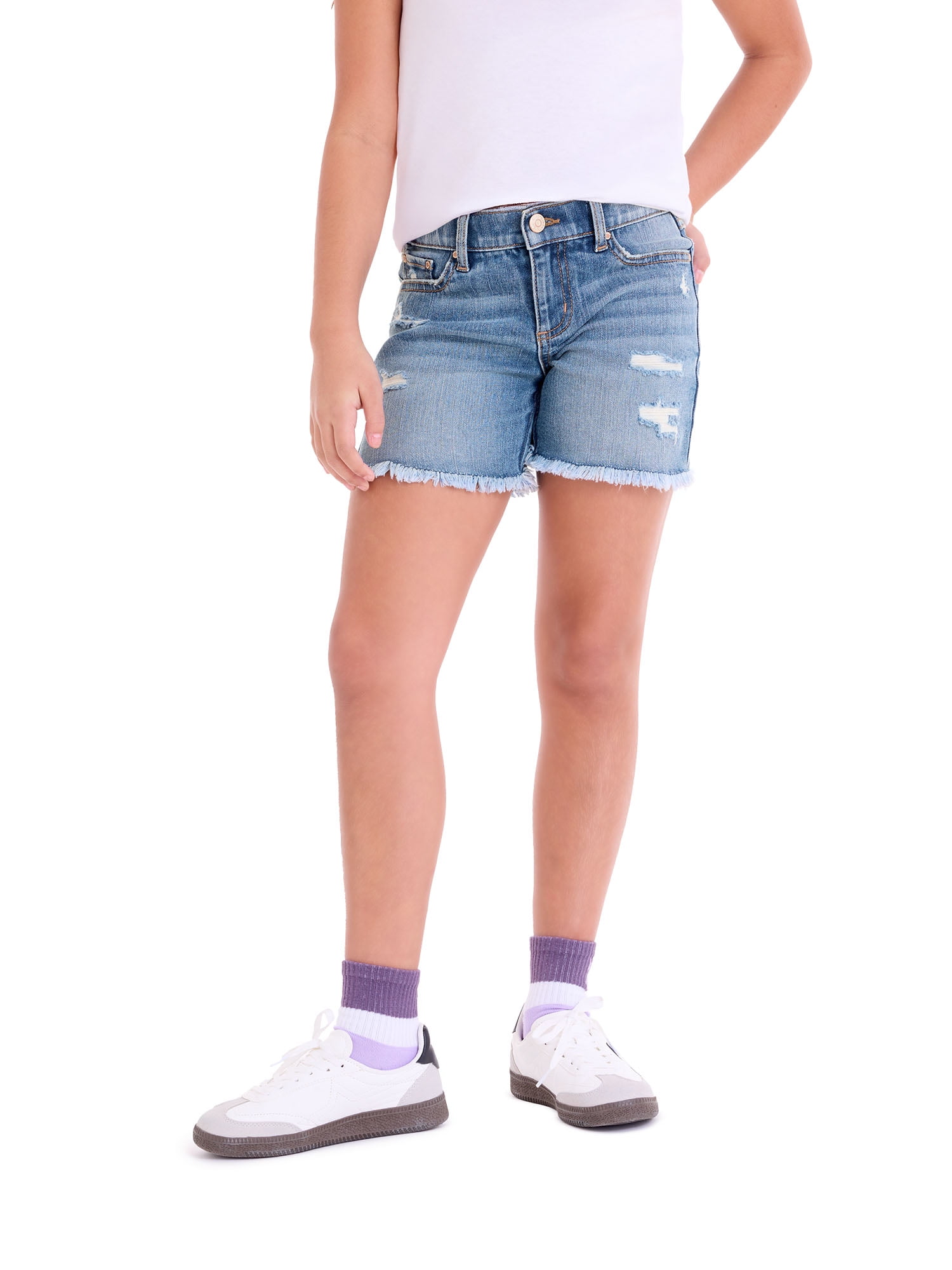 Jordache Girls Destructed 90's Midi Short, Sizes 5-18