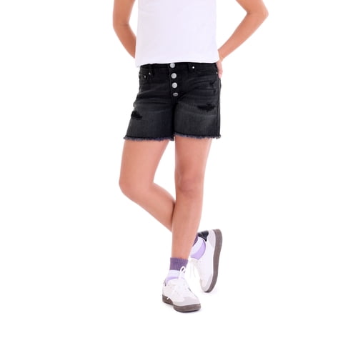 Girls Exposed Button Midi Short, Sizes 5-18