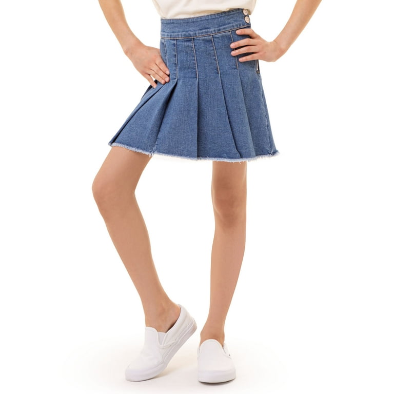 Pleated denim skirt xxl hot sale