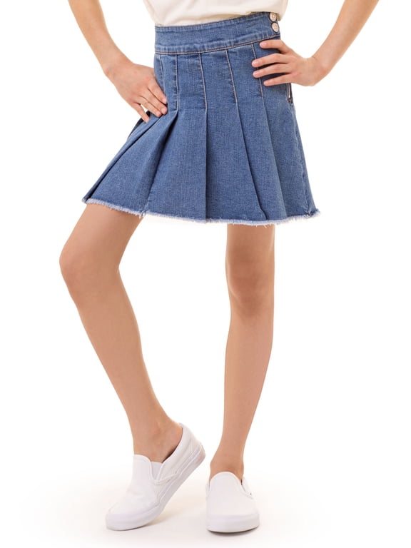 Girls Pleated Denim Skirt, Sizes 4-18