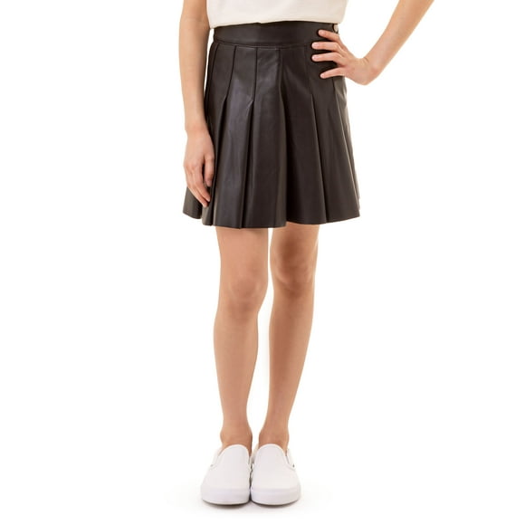 Jordache Girls Pleated Pleather Skirt, Sizes XS-2X