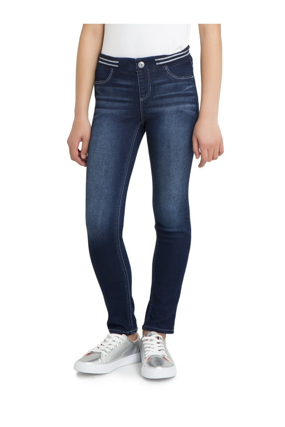 Girls Rib Waist Skinny Jeans, Slim Sizes 5-18