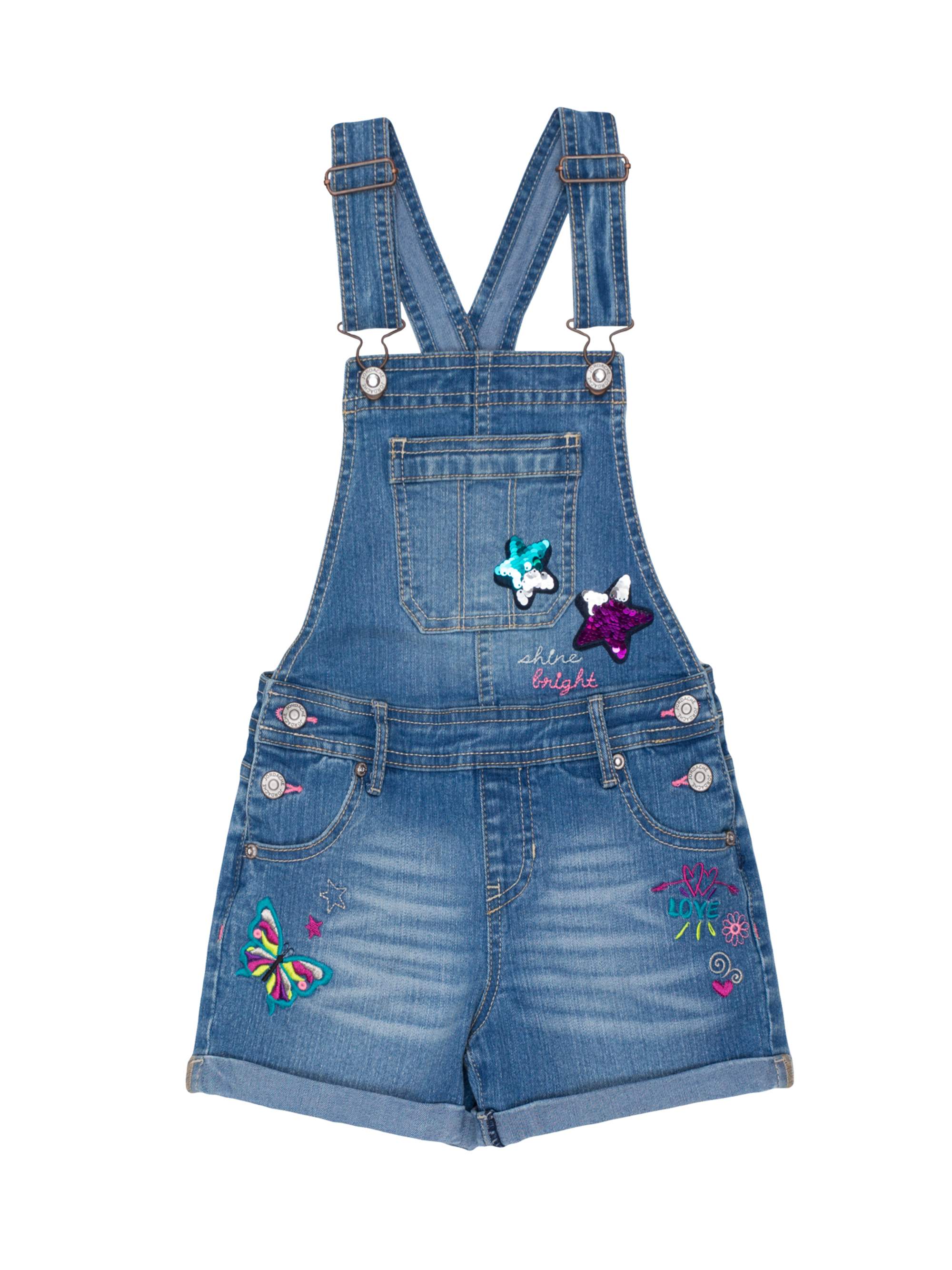 Jordache Rolled Cuff Embellished Overall Short (Little Girls & Big Girls) - image 1 of 2