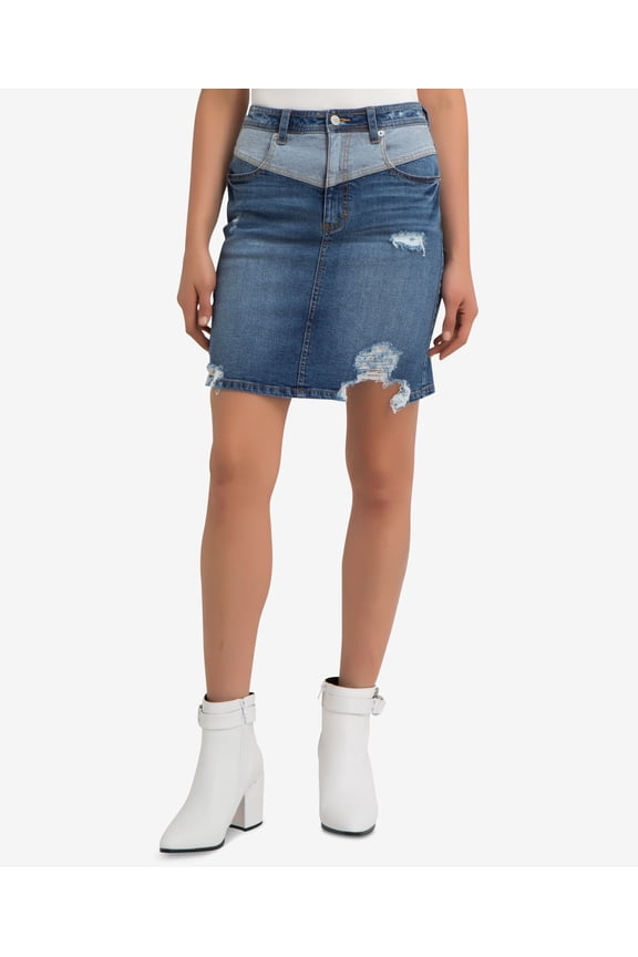 Sloane Ripped Denim Skirt Navy 28