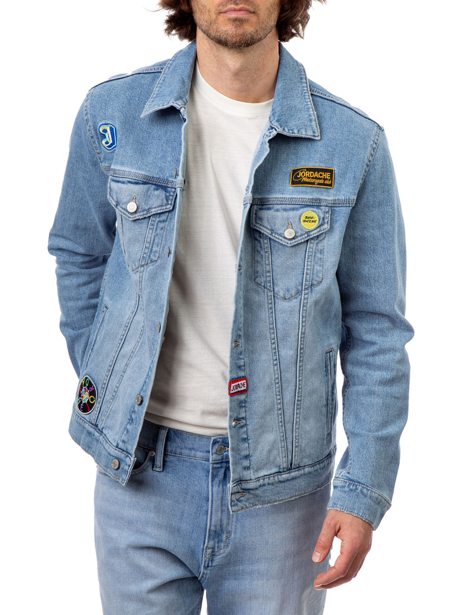 Jordache Vintage Men's Nash Patches Denim Jacket, Sizes S-2XL, Men's Denim Jean Jackets - image 1 of 6