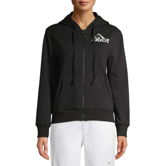 Jordache Vintage Women's Front Zip Logo Hoodie