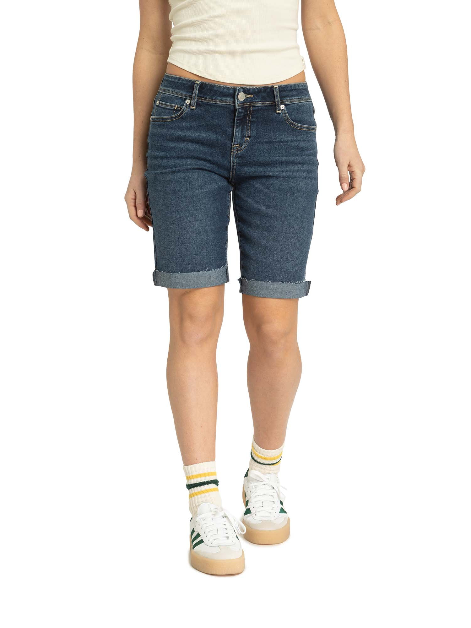 Jordache Women's High Rise Relaxed Bermuda Denim Shorts, Sizes 2-22