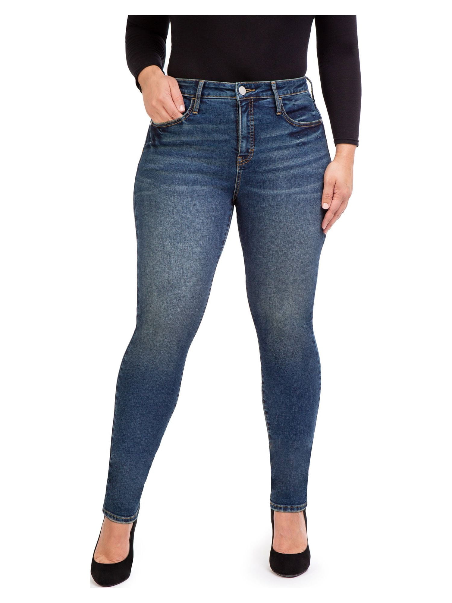 Jordache Women's High Rise Curvy Jeans, Sizes 2-22