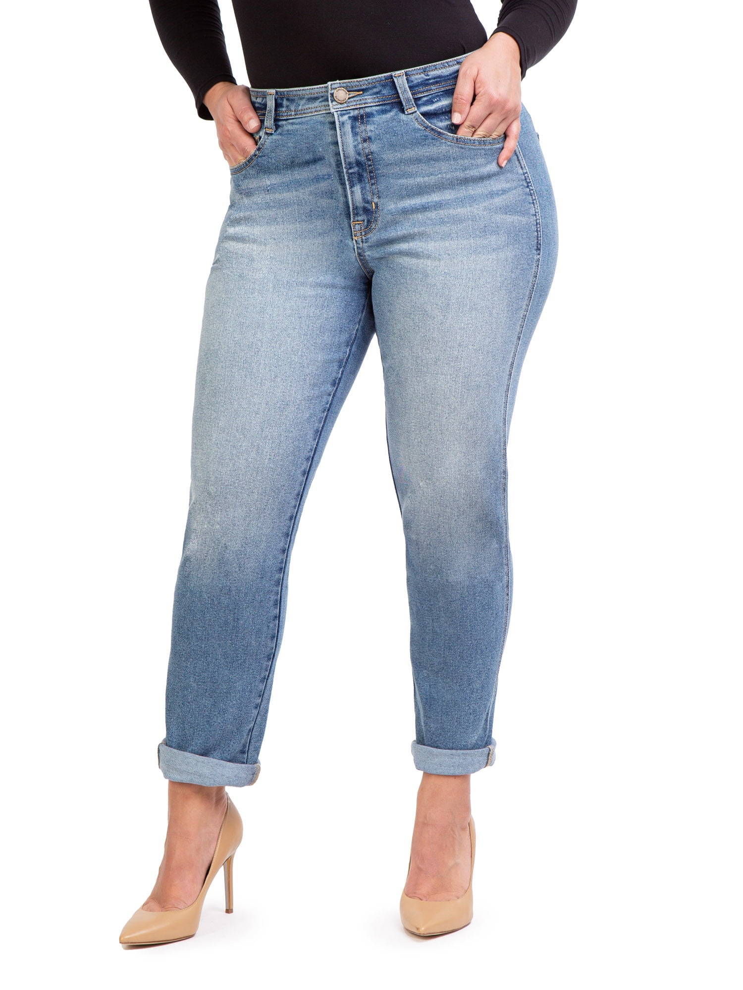 Jordache Women's High Rise Curvy Mom Jeans, Sizes 2-22 - Walmart.com