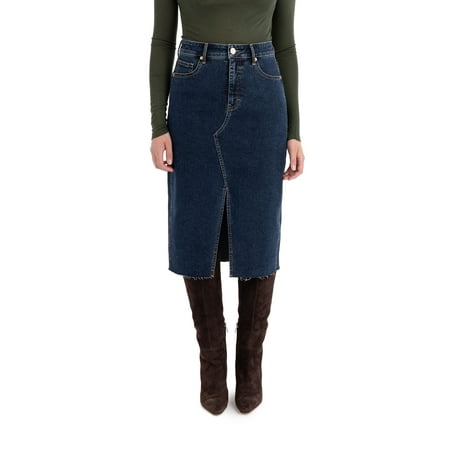 Jordache Women's High Rise Denim Midi Skirt
