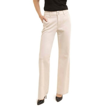 Jordache Women's High Rise Double Button Wide Leg Trouser Jean
