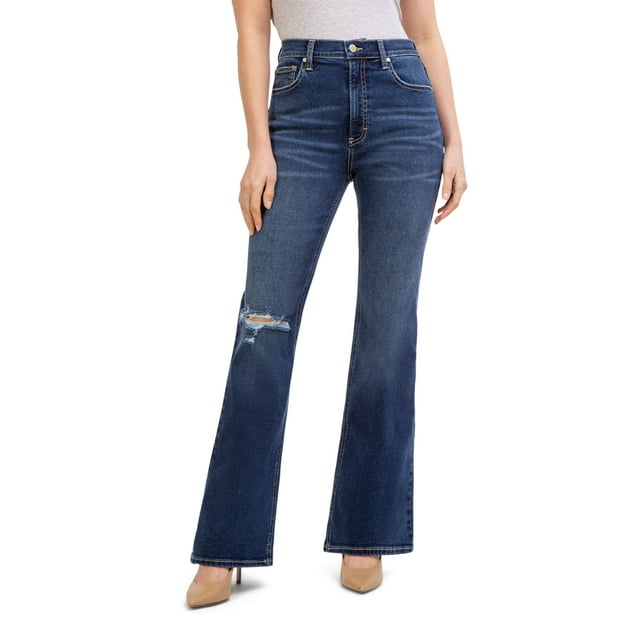 Jordache Women's High Rise Flare Jeans, 30" Inseam