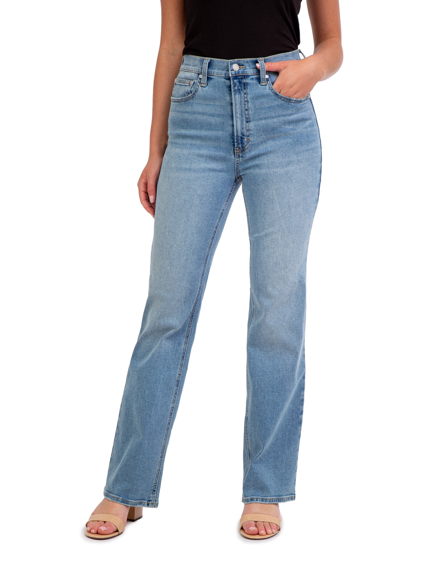 Jordache Women's High Rise Flare Jeans, Available in 27", 30", 32