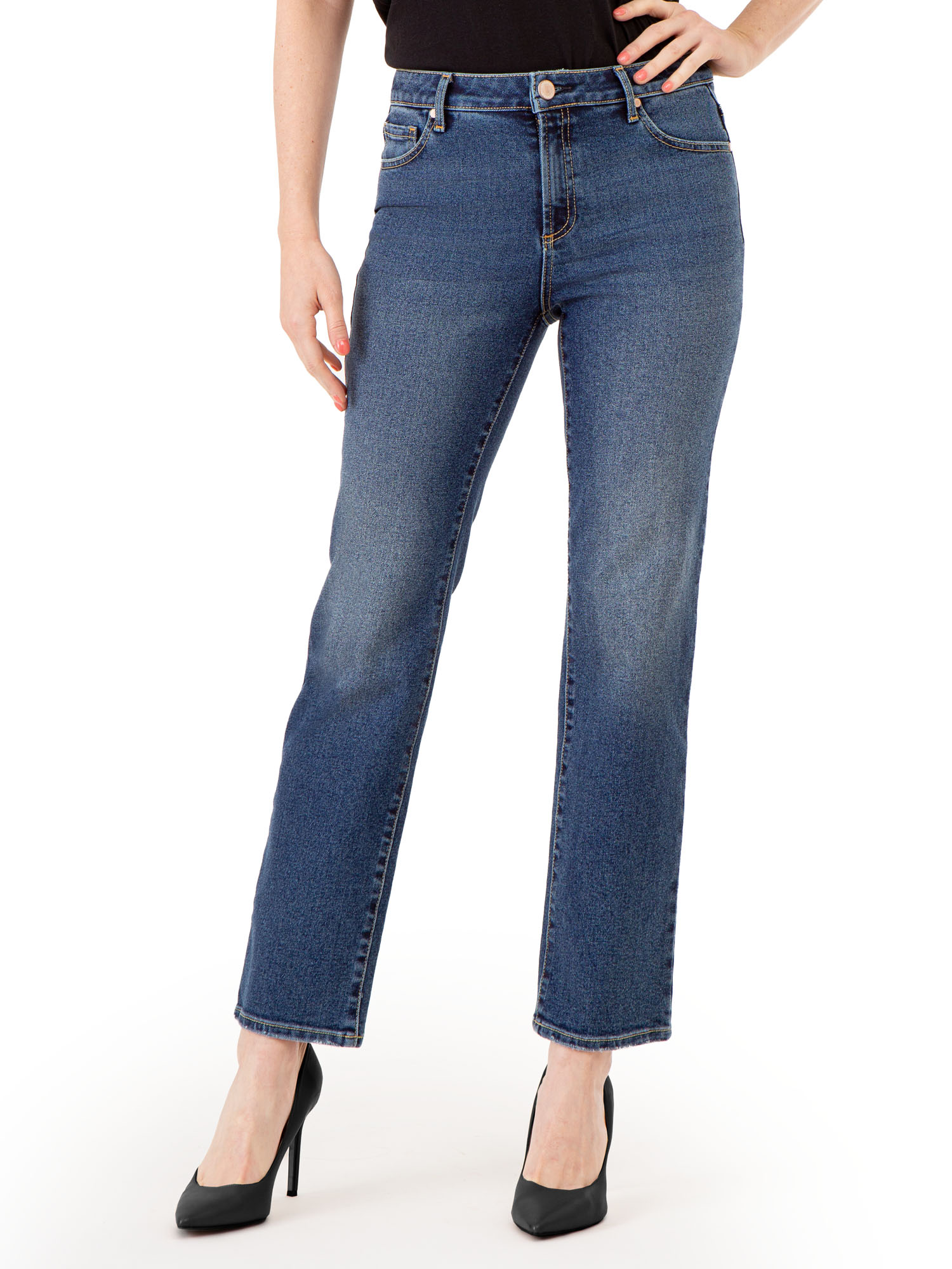 Jordache Vintage Women's High Rise Heather Straight Leg Jeans - Walmart.com