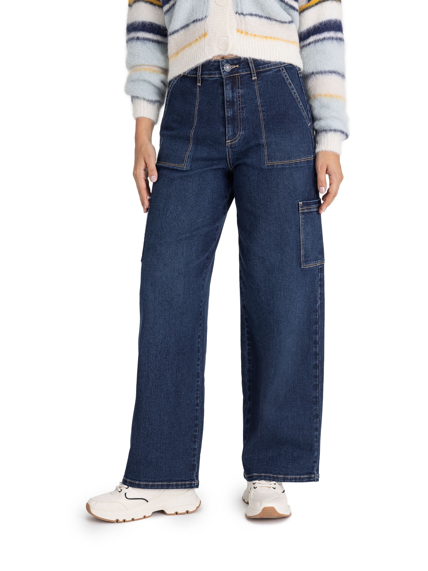 Jordache Women's High Rise Wide Leg Cargo Jean Sizes 2-20