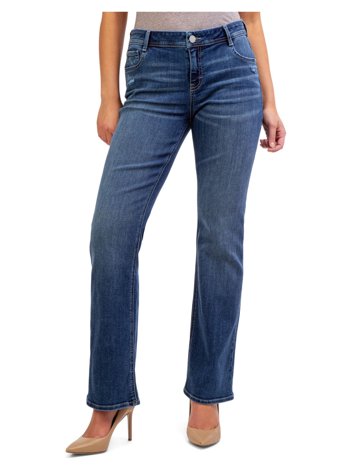 Jordache Women’s Mid Rise Bootcut Jeans, Regular and Short Inseam ...
