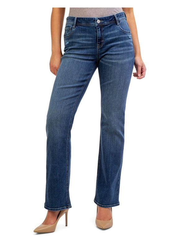 Jordache Women’s Mid Rise Bootcut Jeans, Regular and Short Inseam