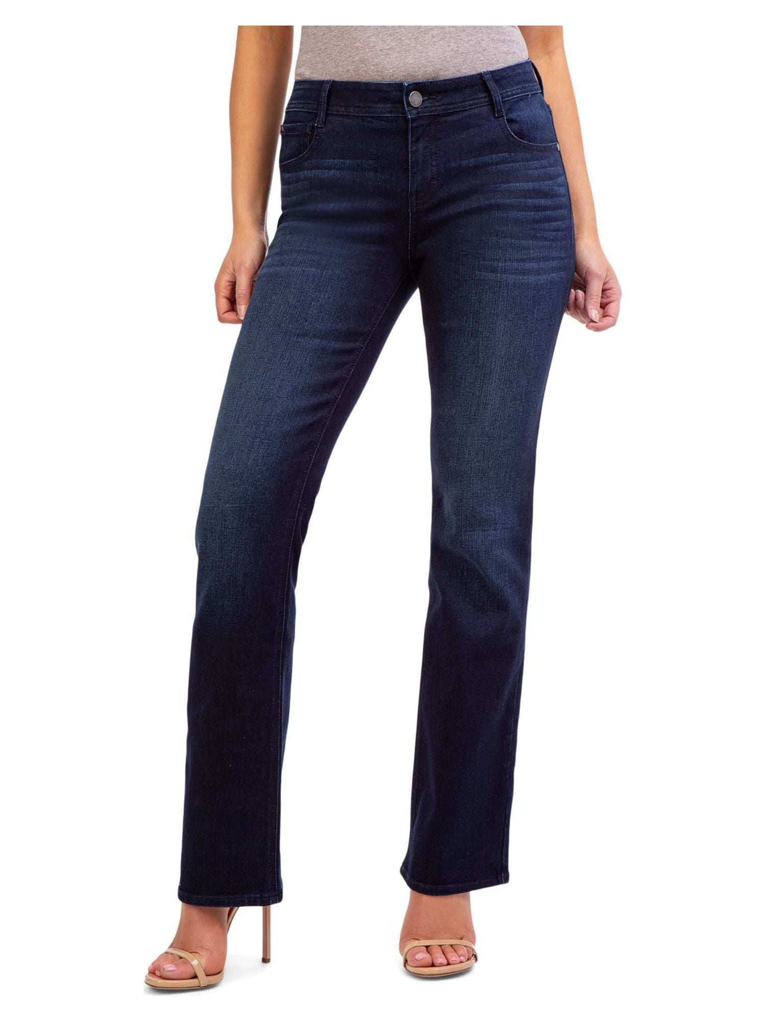 Jordache Women's Mid Rise Bootcut Jeans, Regular and Short Inseam 
