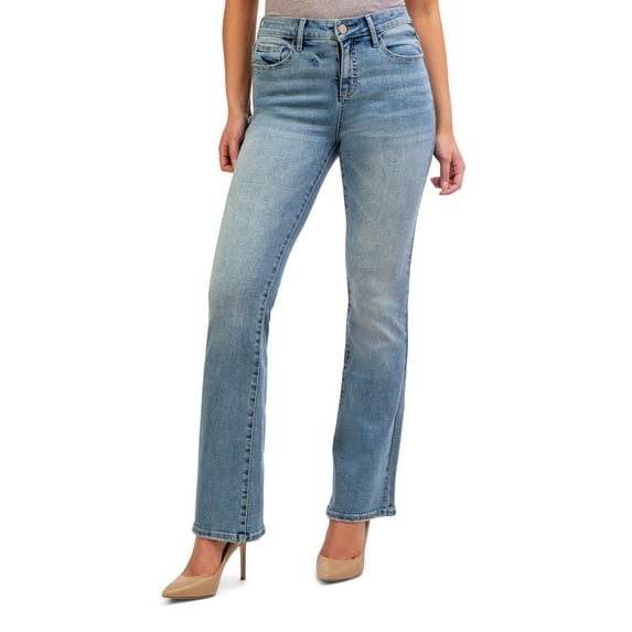 Jordache Women's Mid Rise Curvy Bootcut Jeans, Available in 32" Inseam