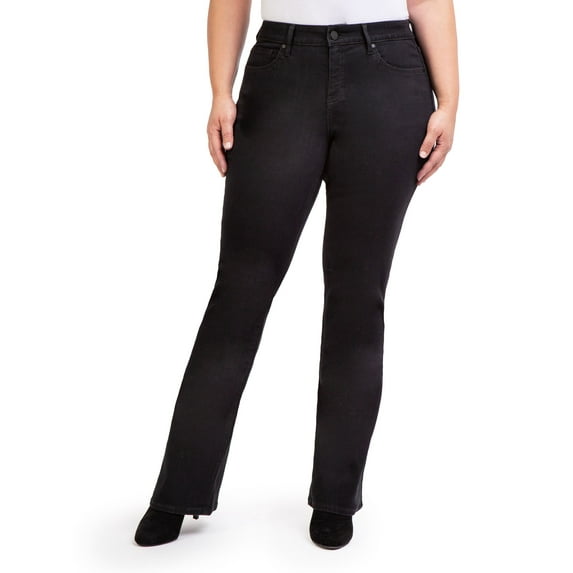 Jordache Women's Mid Rise Curvy Bootcut Jeans, Available in 30" and 32" Inseams