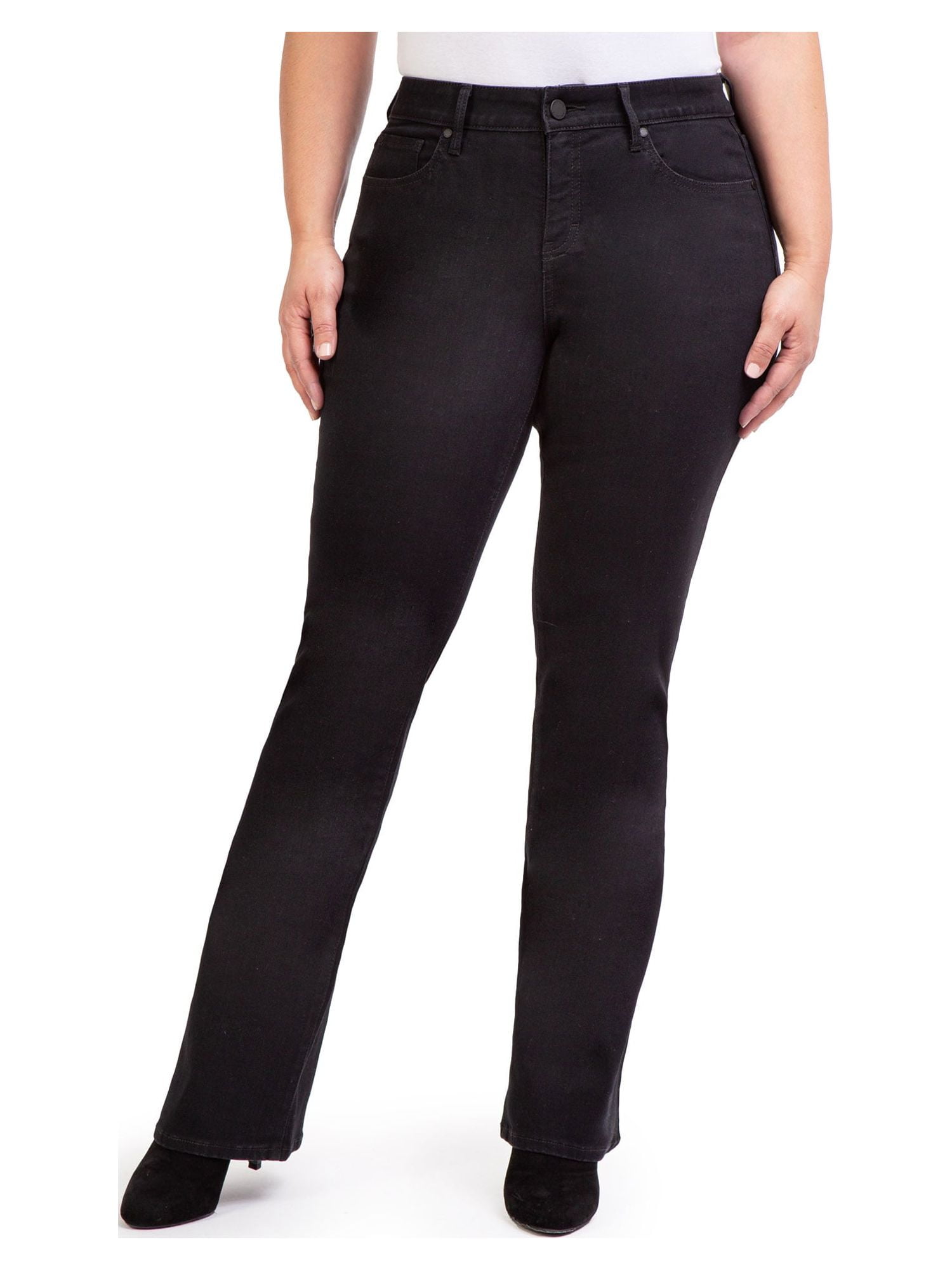 Jordache Women's Mid Rise Curvy Bootcut Jeans, Available in 30" and 32" Inseams