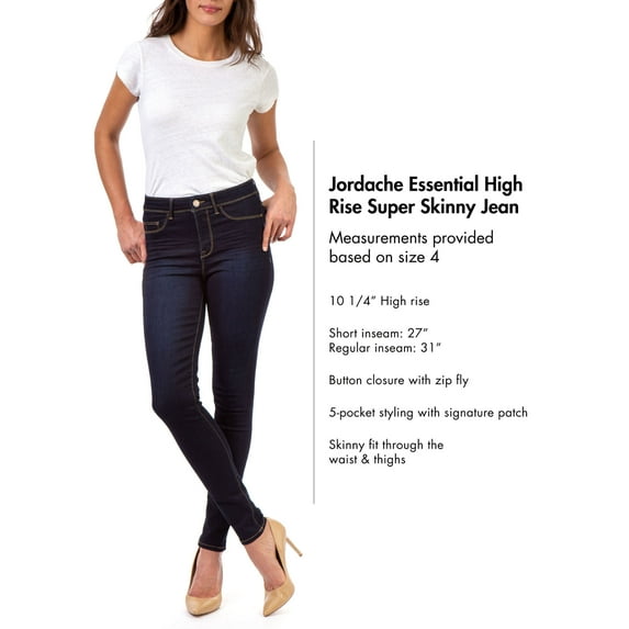 Jordache Women's and Women's Plus Essential High Rise Super Skinny Jean, Sizes 2-22