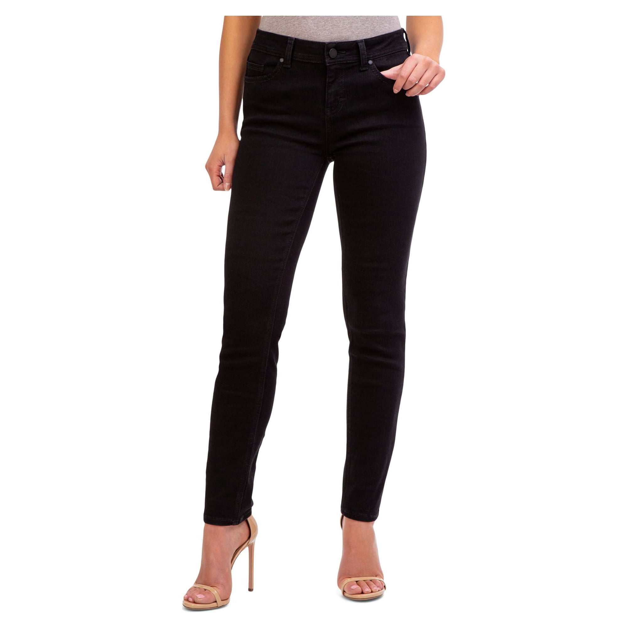 Jordache Women's Mid Rise Skinny Jeans, Regular and Short Inseams
